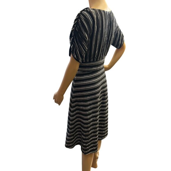 (5 for $25) Max Studio V-Neck Striped Short Sleeve Dress in Black/White Small - Picture 3 of 7